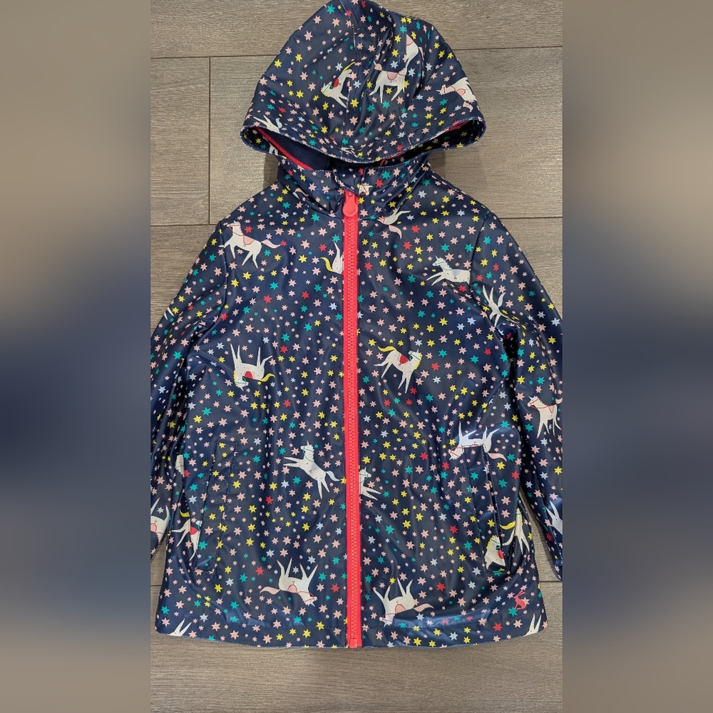 Joules Kids Starry Unicorn Raincoat - Navy and Pink
